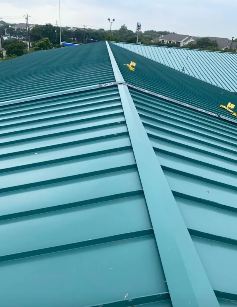 Green commercial metal roof ridge and valley for Metal Roof Repair in Kanab